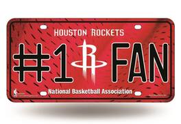 Rico Industries - Houston Rockets #1 Fan Metal License Plate Tag - Number One! Let's Go - Multi