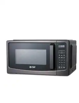 Commercial Chef - 1.1 Cu Ft Countertop Microwave, with 10 Power Levels, Black - Stainless Steel