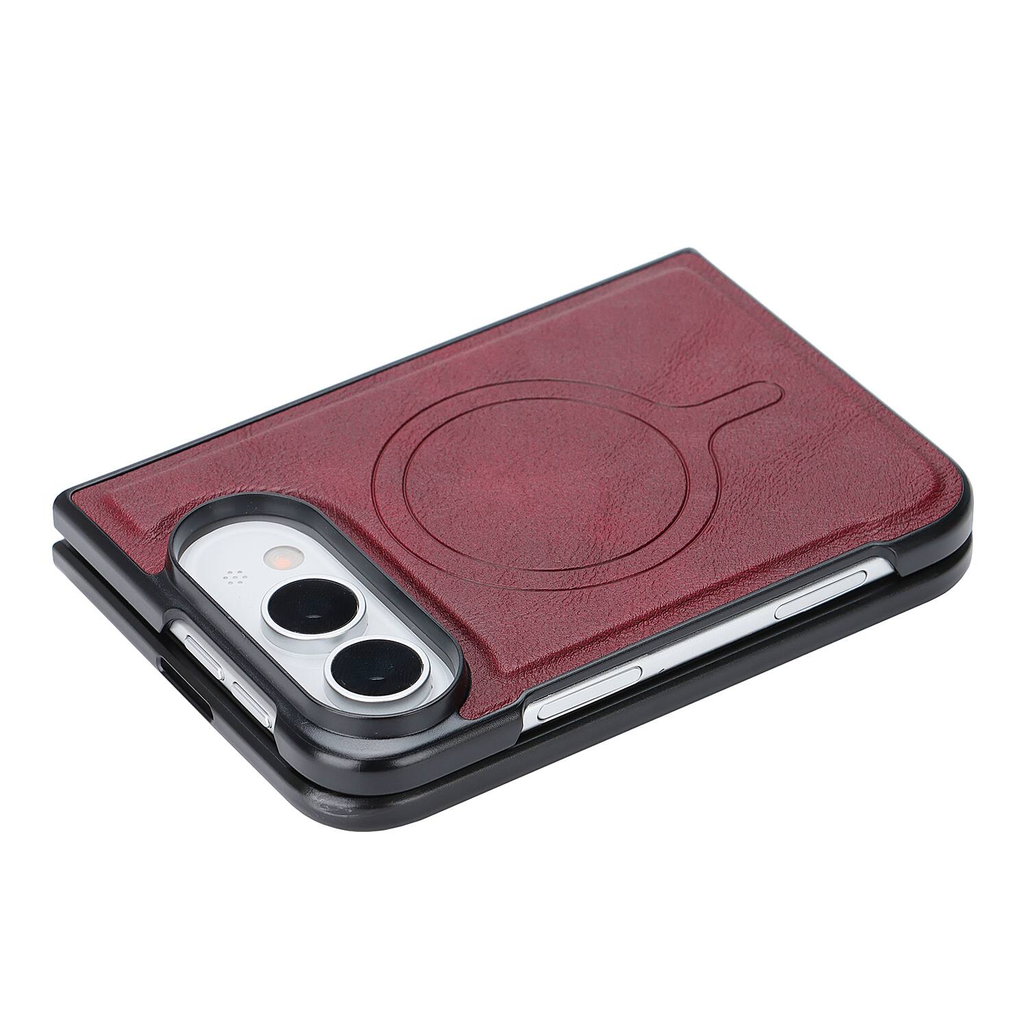 Alt View 8. UUCOVER - Magnetic Detachable Wallet Case For Apple iPhone Duo with Card Slots, Kickstand, Compatible with MagSafe Slim Back Cover - Winered.