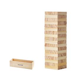 VEVOR - Tumbling Timber Toy, 54 Blocks Tumble Tower Blocks Game, Pine Wood Tumbling Tower Game with Storage Crate - Raw wood color
