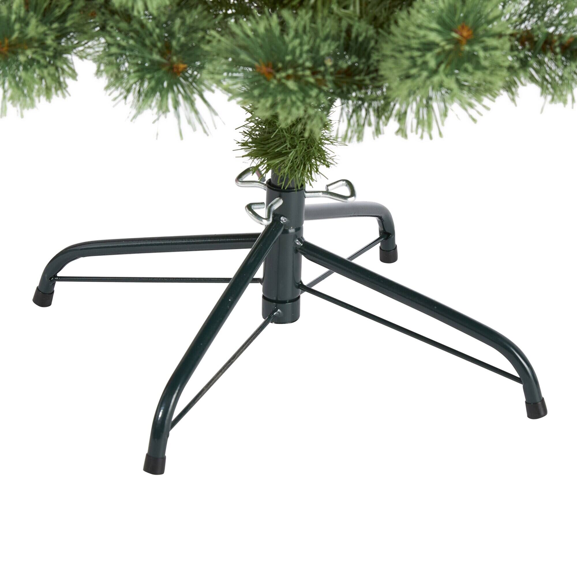 Left. BreeBe - 5’ White Mountain Pine Christmas Tree 200 LEDs & Pine Cones - Green.