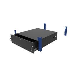 RackSolutions - 3U Lockable Rackmount Drawer, 18 Deep with Optional Rear Bracket, 100 lb Capacity - Black