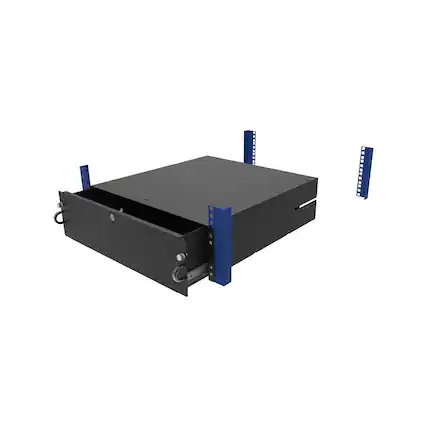 Front. RackSolutions - RackSolutions 3U Lockable Rackmount Drawers 18in (D) - Black.