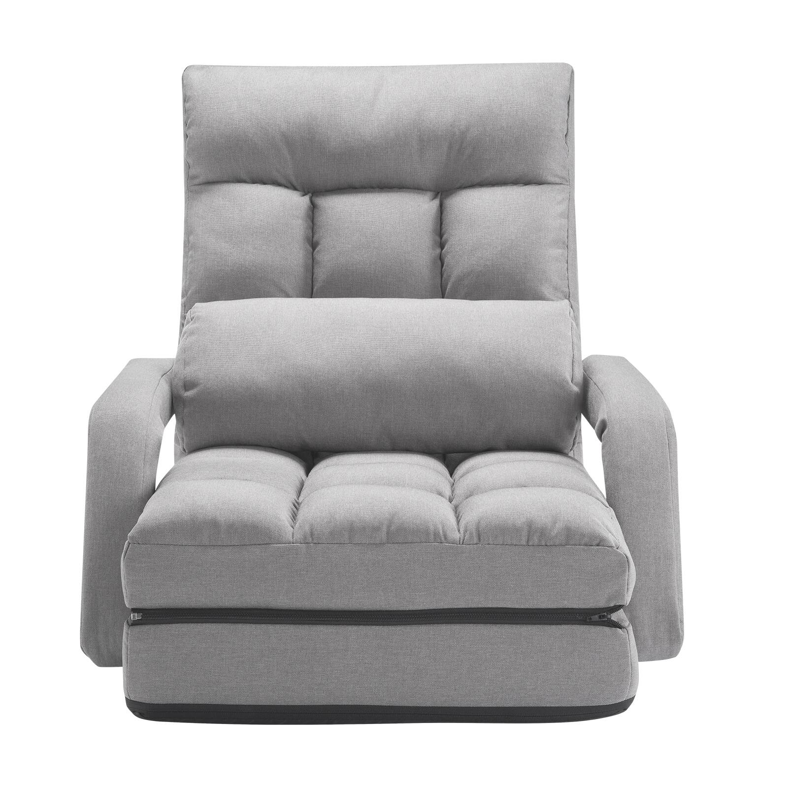 Alt View 5. VEVOR - Floor Chair, Floor Gaming Chair with 5 Adjustable Position and Back Support, Folding Sofa Chair with Armrest for Adults - Grey.
