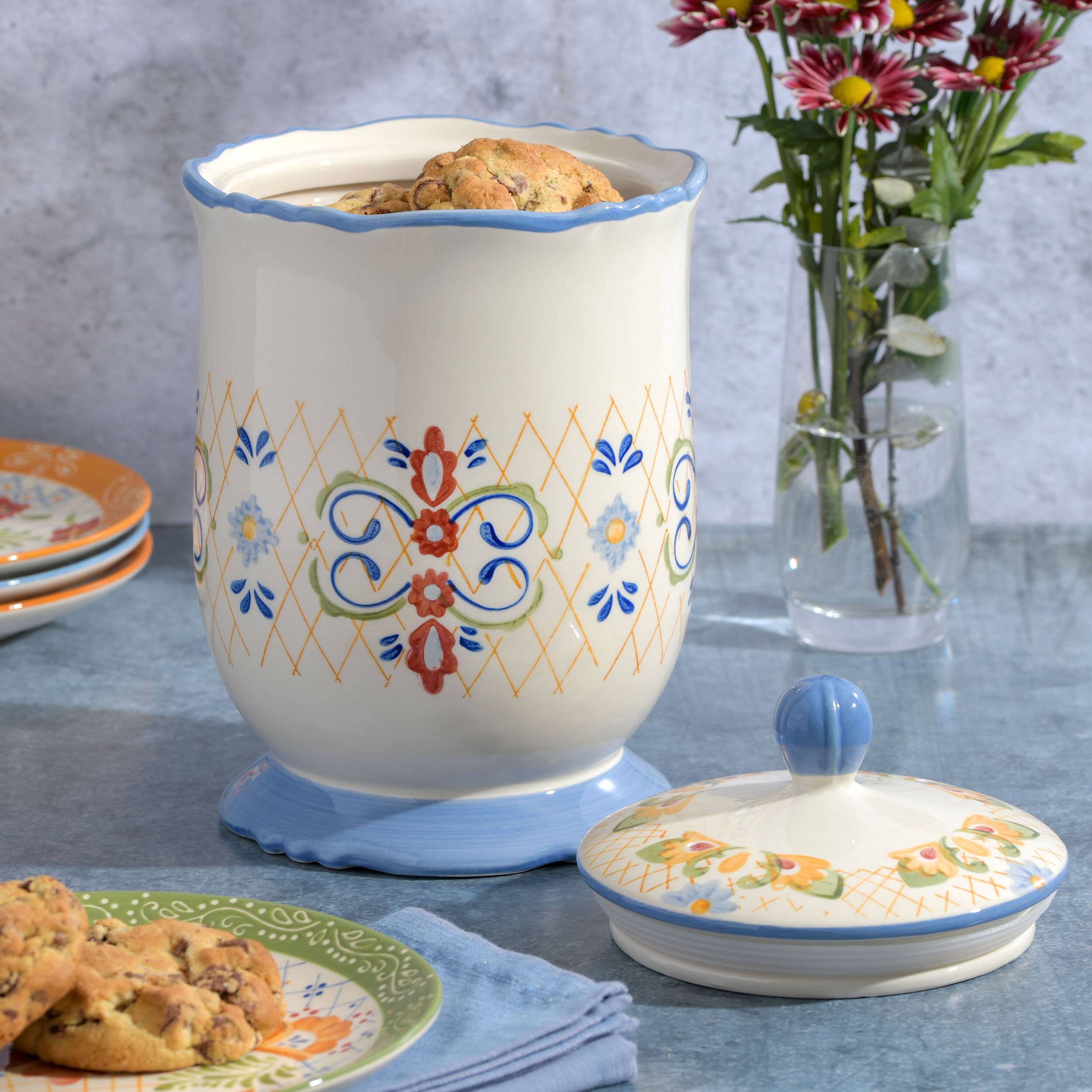 Alt View 7. Gibson - Laurie Gates California Designs Tierra 2.7 Quarts Hand Painted Stoneware Canister with Lid - Multi-color.