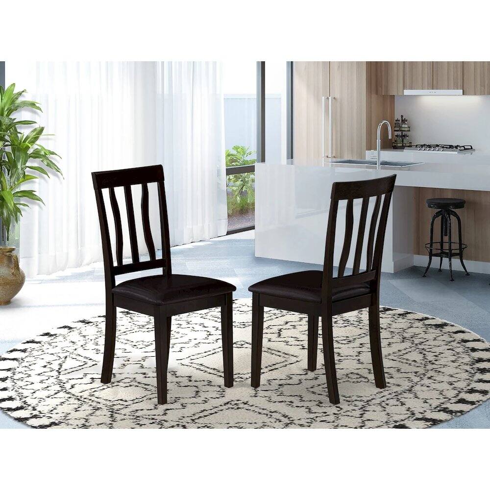 Alt View 4. East West Furniture - Antique Dining Chairs - Faux Leather Upholstered Wooden Chairs - Cappuccino.