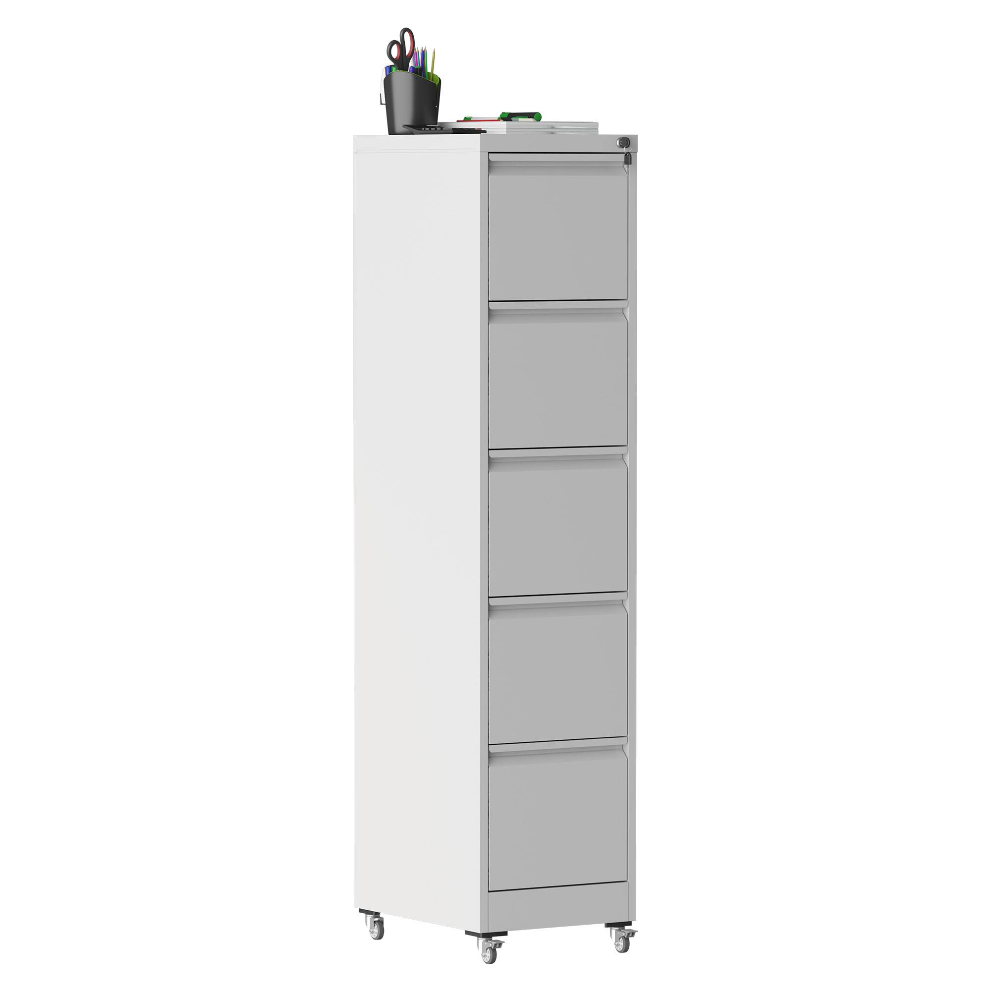 Alt View 10. GOODSILO - 5-Drawer Vertical File Storage Cabinet with Locking System and Removable Wheels for Office Organization - White.