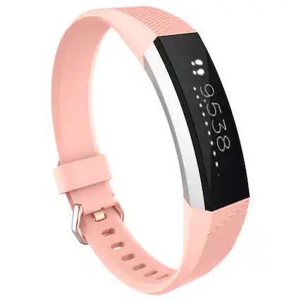 Front. StrapsCo - Active Band Rubber Watch Strap For Fitbit Alta (Medium-Long) - Pink.