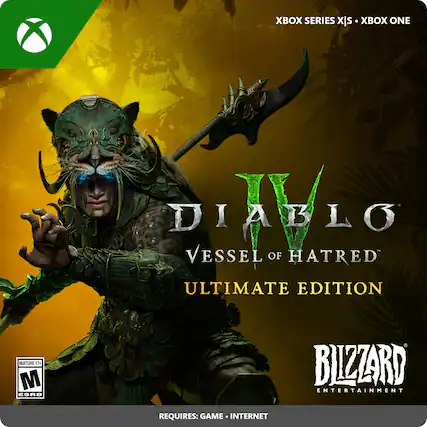 Xbox Series X|S Diablo IV Vessel of Hated Ultimate Edition Mature 17+ ESRB. Requires: Game and Internet. - M (Mature 17+)