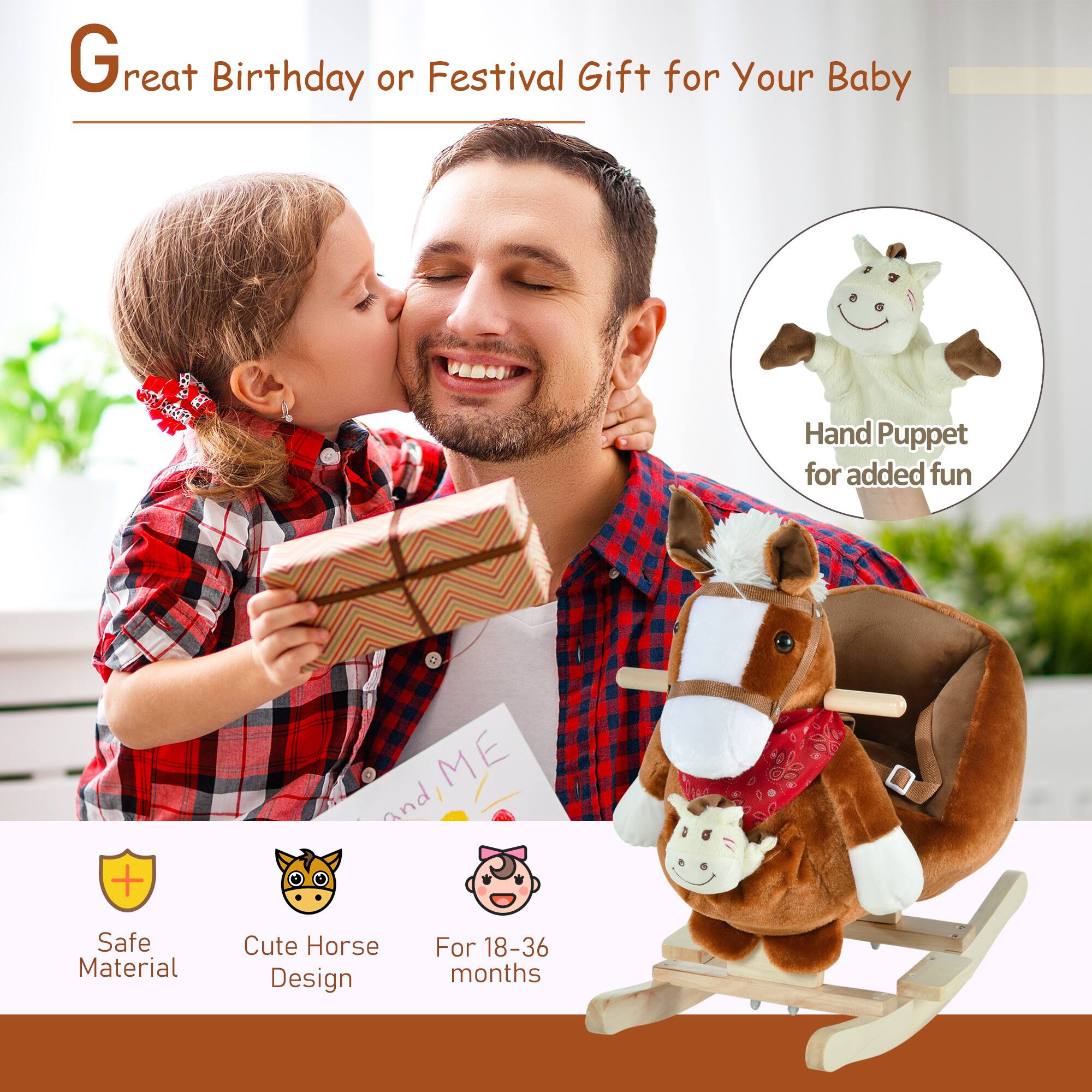 Great Birthday or Festival Gift for Your Baby

Hand Puppet for added fun

Safe Material

Cute Horse Design

For 18-36 months