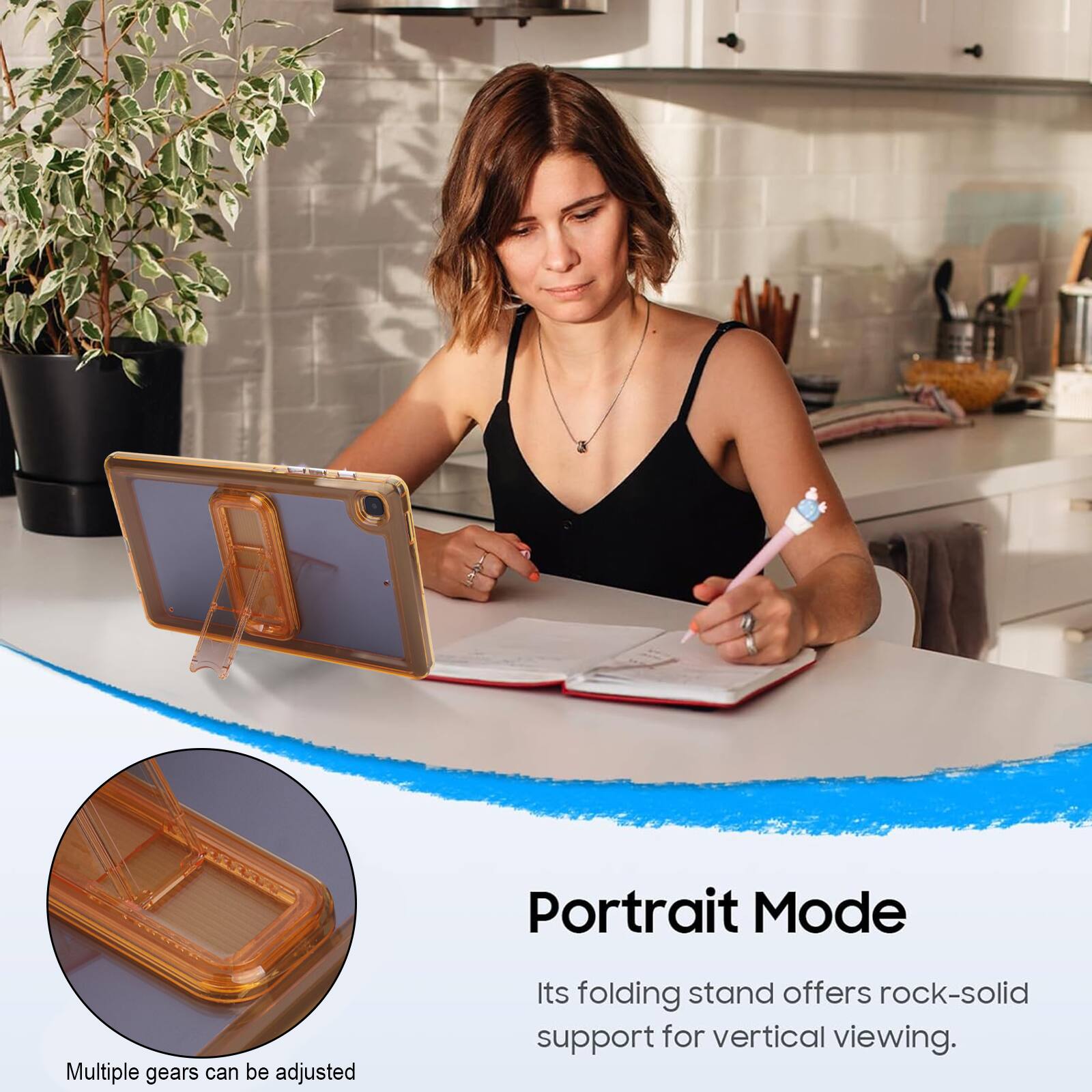 Portrait Mode  
Multiple gears can be adjusted  
Its folding stand offers rock-solid support for vertical viewing.