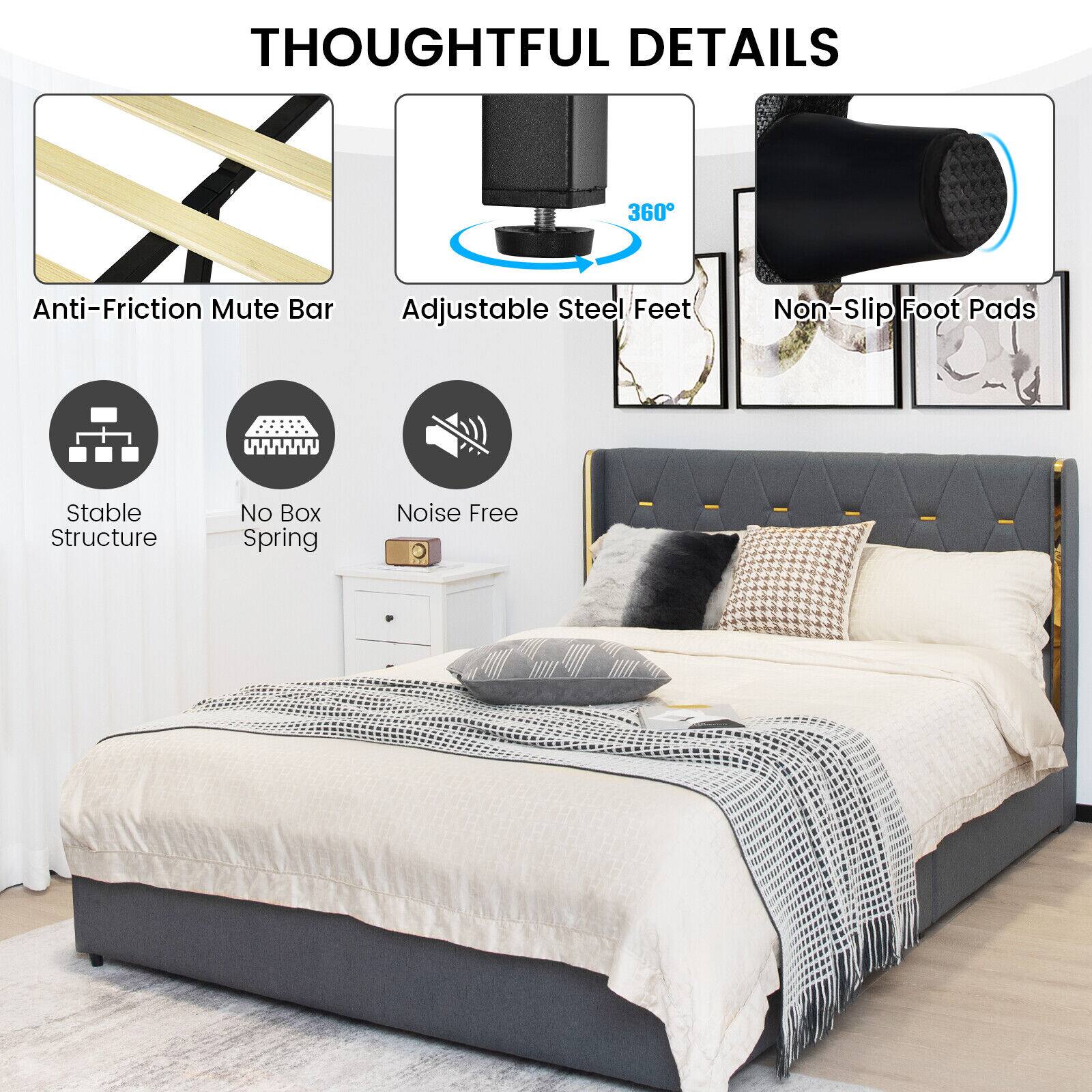 THOUGHTFUL DETAILS

Anti-Friction Mute Bar
Adjustable Steel Feet
Non-Slip Foot Pads
Stable Structure
No Box Spring
Noise Free