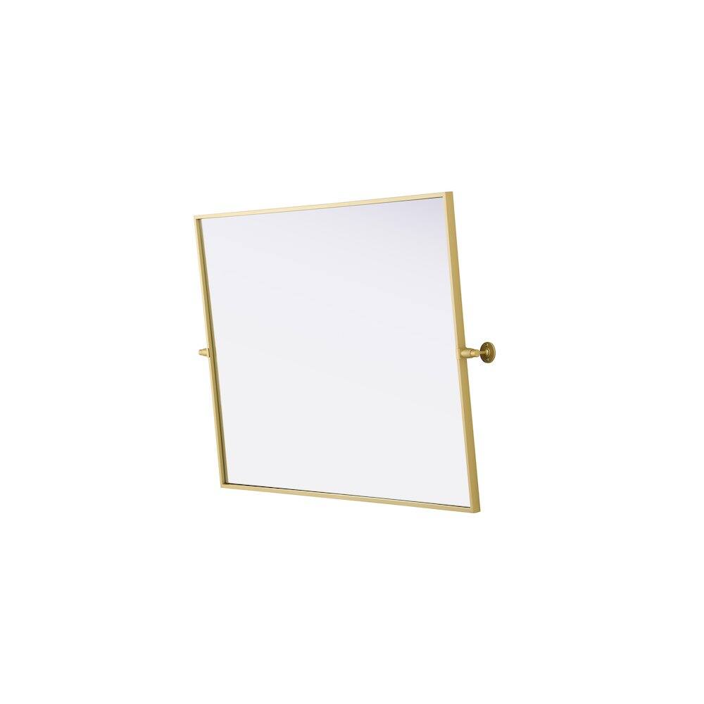 Back. Elegant Kitchen and Bath - Amoura 40X30 Pivot Mirror In Brass - Brass.