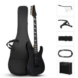 Winado - 39 Inch Solid Body 6 String 170 Style Electric Guitar with 20W AMP H-H Pickup for Beginner with Portable Bag - Black