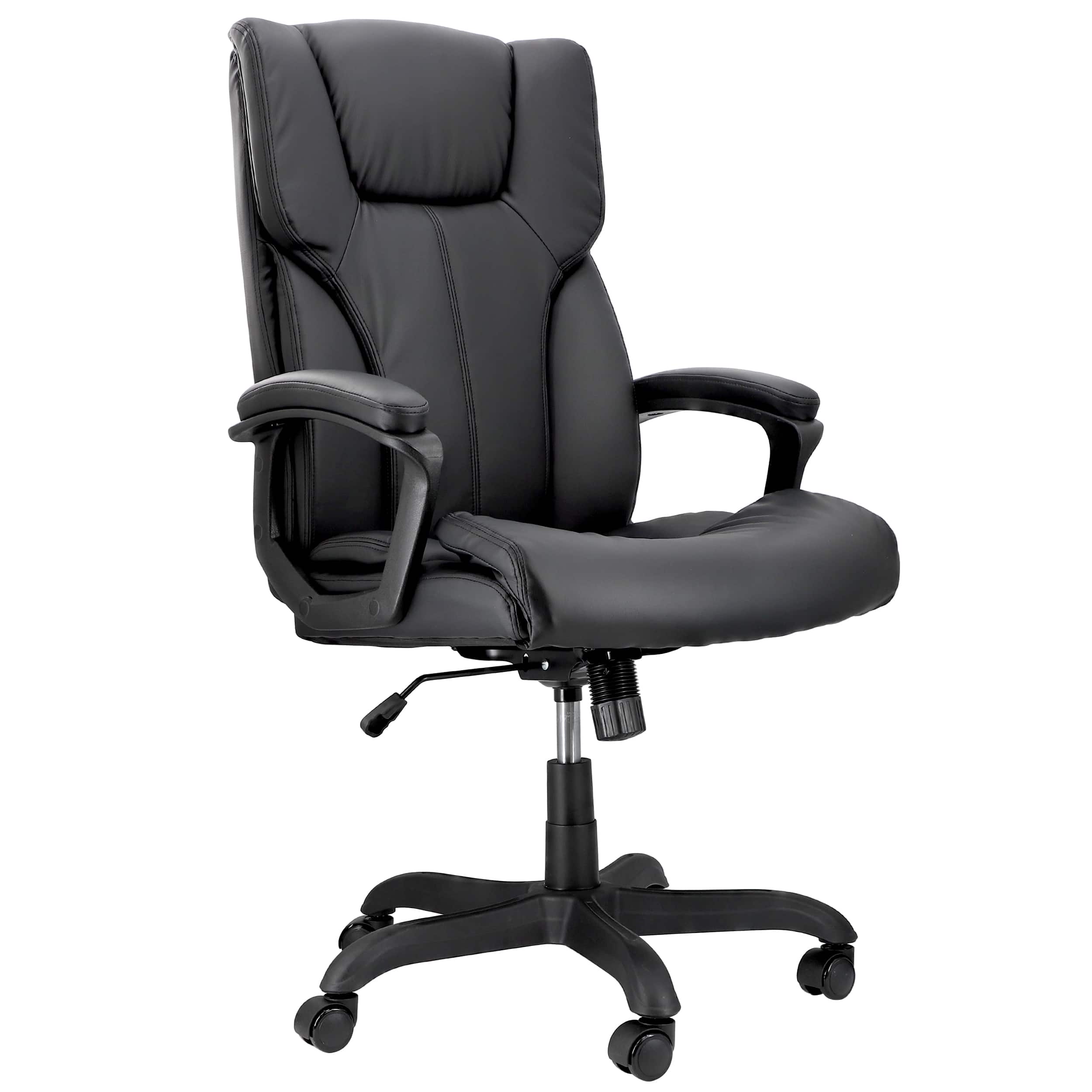 Elama - High Back Adjustable Faux Leather Office Chair and Base - Black