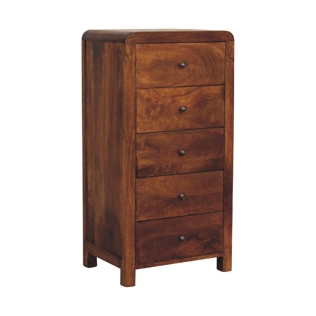 Back. Artisan Furniture - Artisan Furniture Solid Wood Aspen Tallboy, 5 Drawers, Dark Brown - Dark Brown.