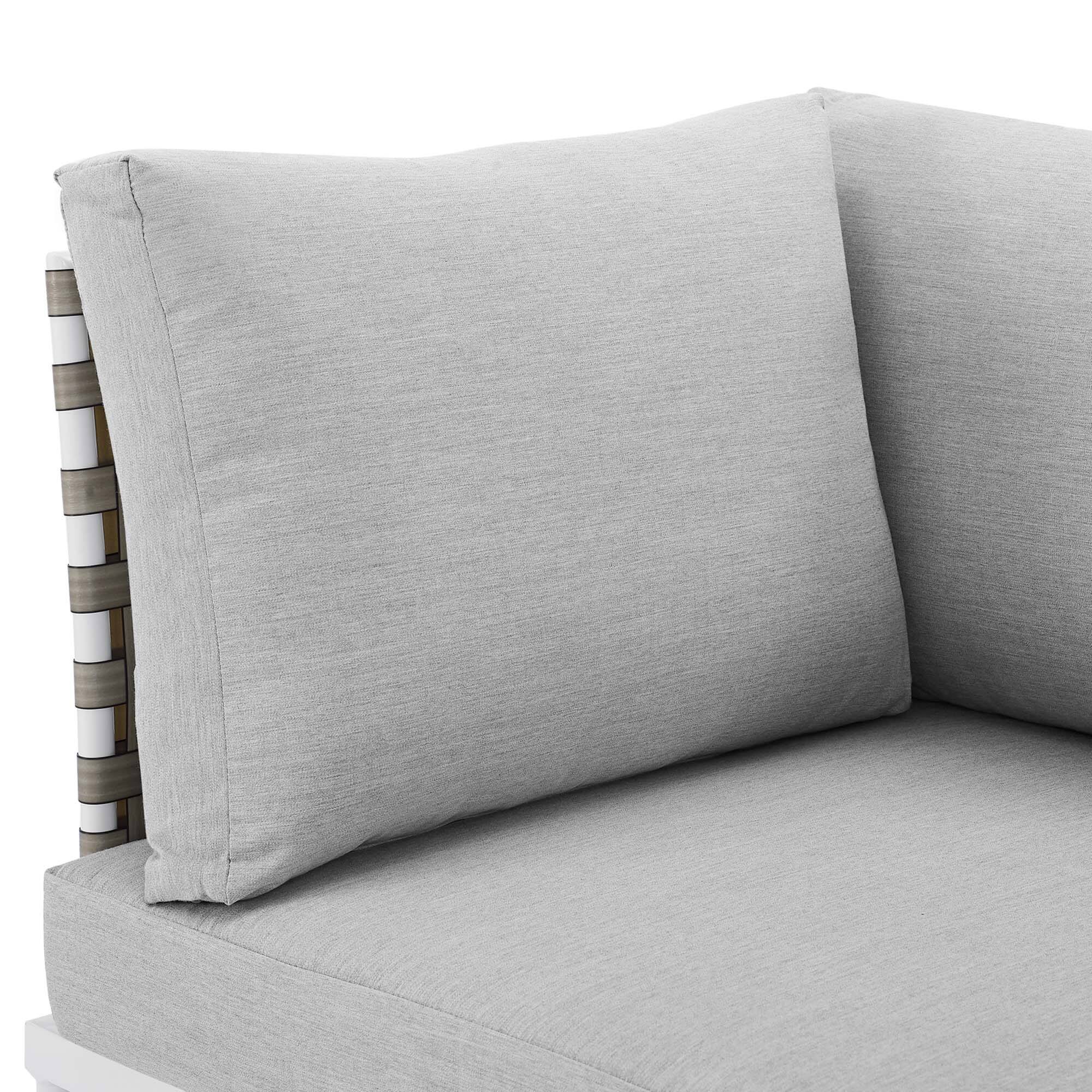 Alt View 3. Modway - Harmony Sunbrella® Basket Weave Outdoor Aluminum Corner Chair by Modway - Tan Gray.
