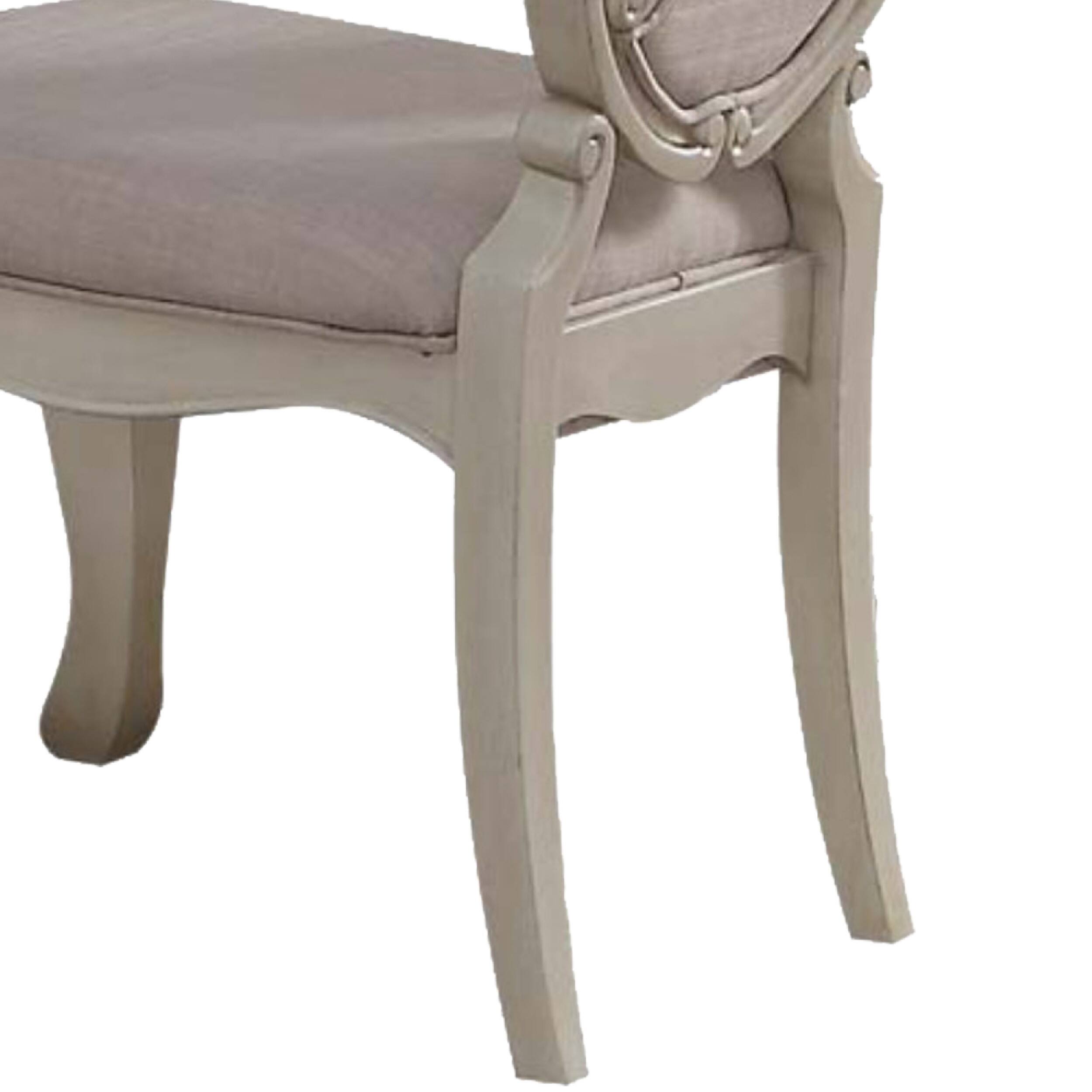 Alt View 3. Manhattan Lane - 26 Inch Wide Upholstered Dining Side Chair, Set of 2 - White and Beige.