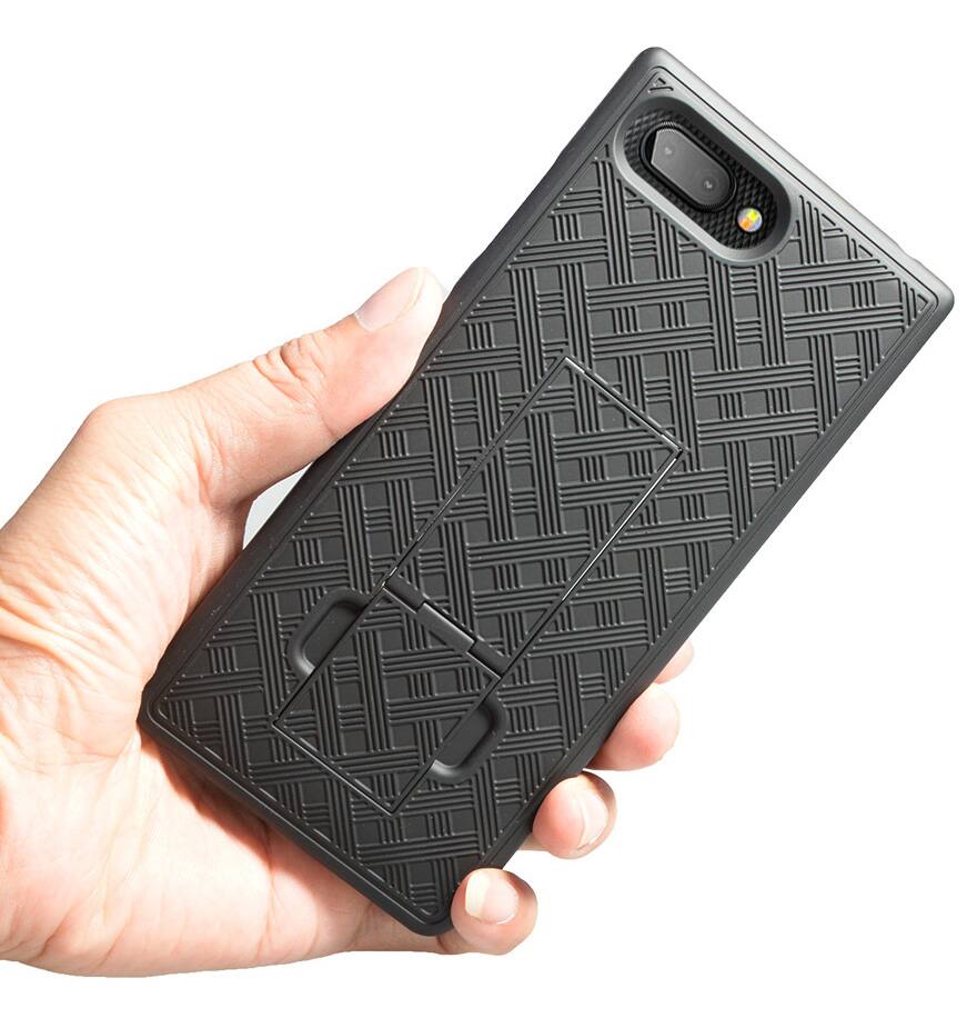 Alt View 4. Nakedcellphone - Combo for BlackBerry Key2 - Case with Stand and Belt Clip Holster - Black.
