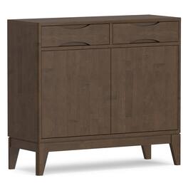 Simpli Home - Harper SOLID HARDWOOD 40 inch Wide Mid Century Modern Entryway Storage Cabinet - Walnut Brown