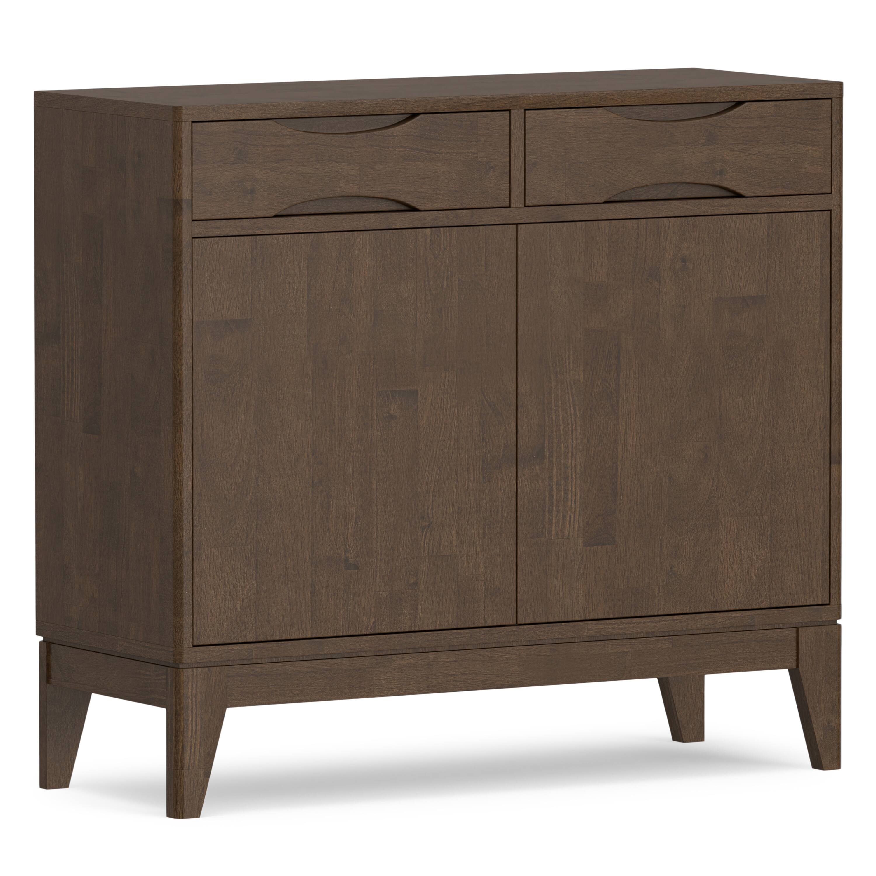 Angle. Simpli Home - Simpli Home Harper SOLID HARDWOOD 40 inch Wide Mid Century Modern Entryway Storage Cabinet in Walnut Brown - Walnut Brown.