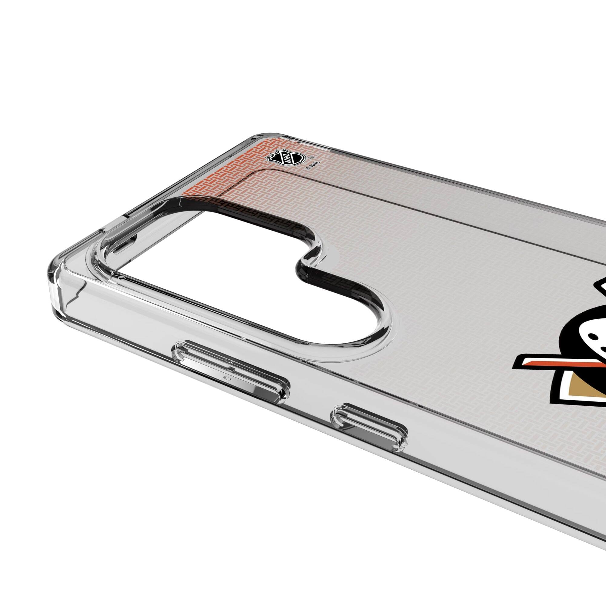 Alt View 2. Keyscaper - Anaheim Ducks Linen Logo Galaxy Clear Case - S23 - Multicolor.