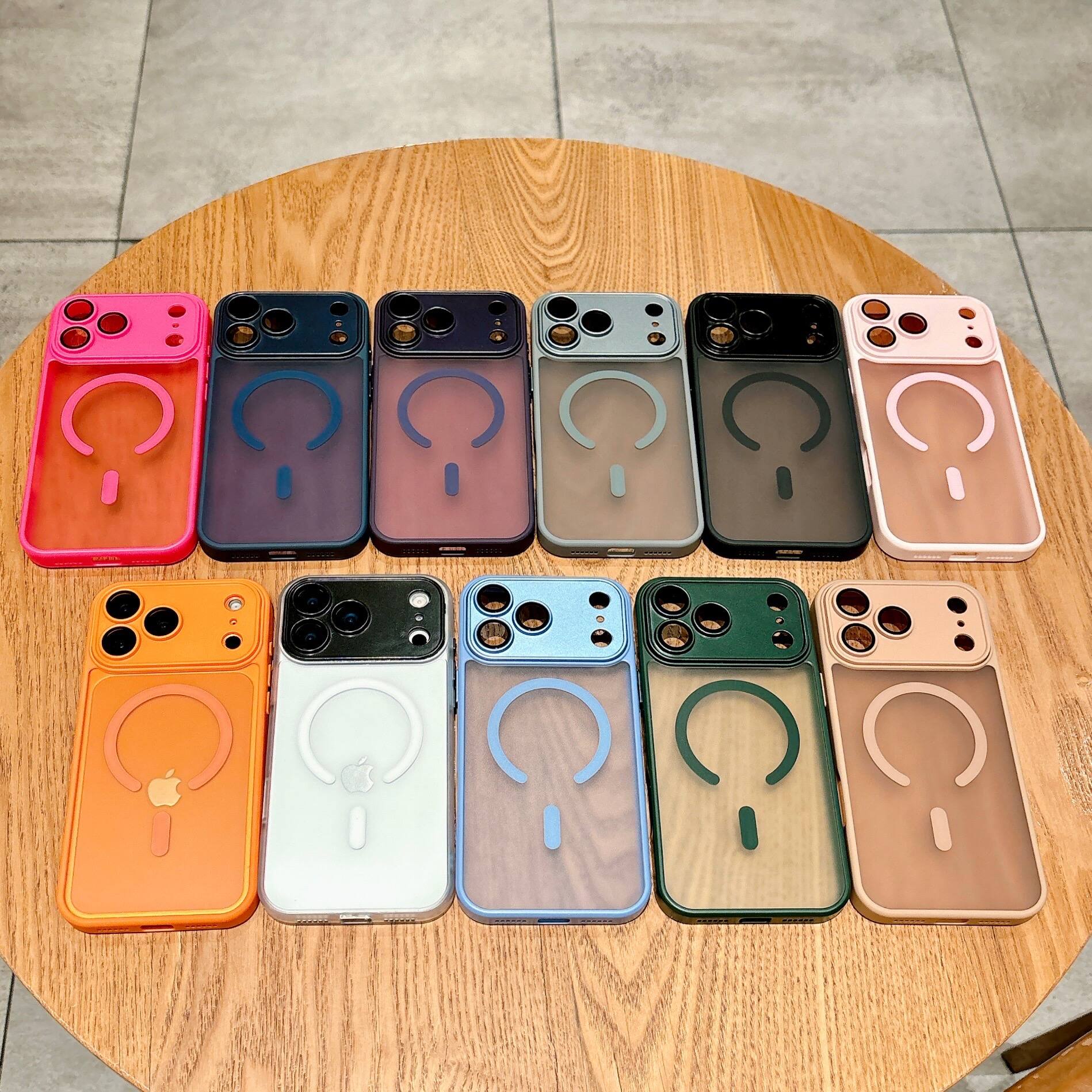 Alt View 4. UUCOVER - For Apple iPhone 17 Pro Max Magnetic Case with Built-in Camera Lens Protector Cover, Compatible with MagSafe Matte Cover - Orange.