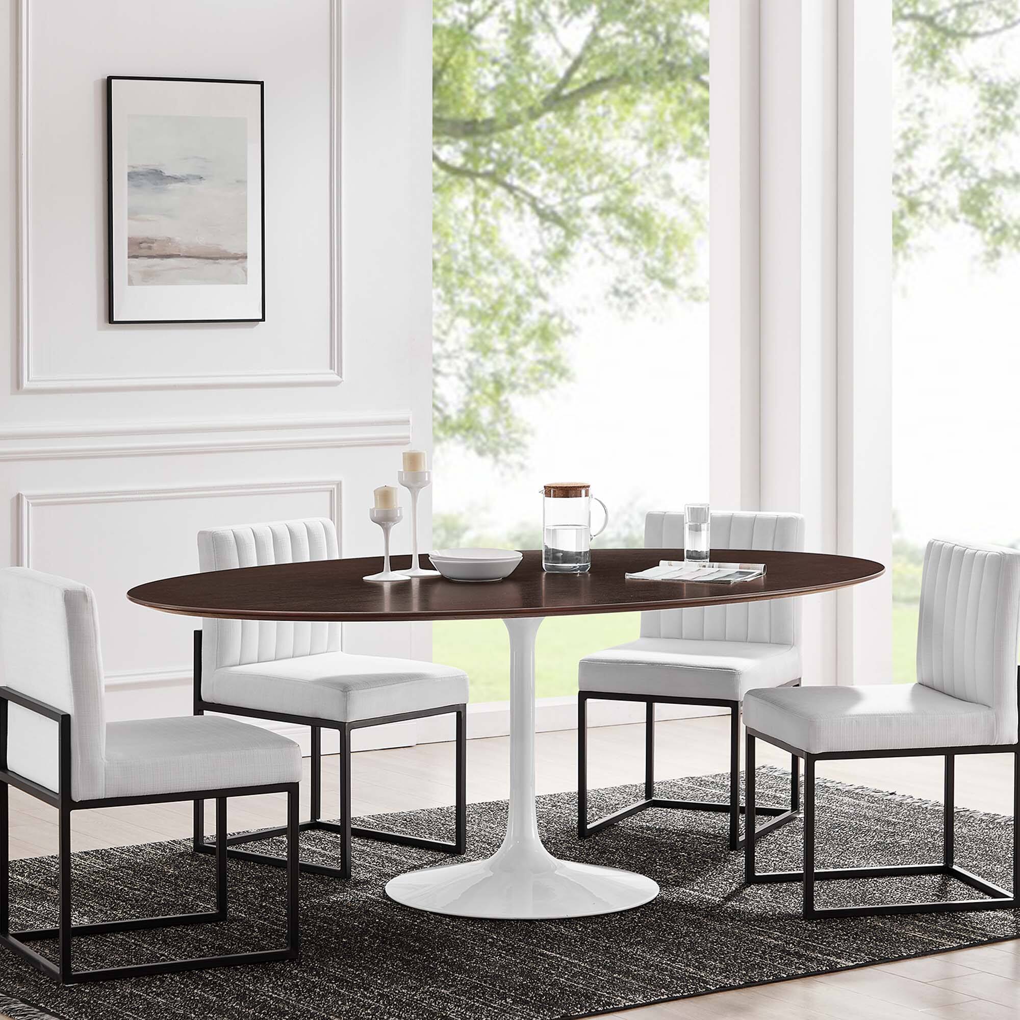 Alt View 5. Modway - Lippa 78" Oval Wood Dining Table by Modway - White Cherry Walnut.
