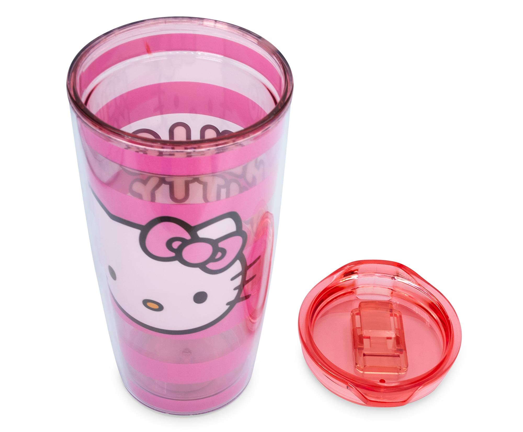 Alt View 10. Silver Buffalo - Sanrio Hello Kitty Pink Stripes Travel Tumbler with Slide Close Lid | 20 Ounces - Pink.