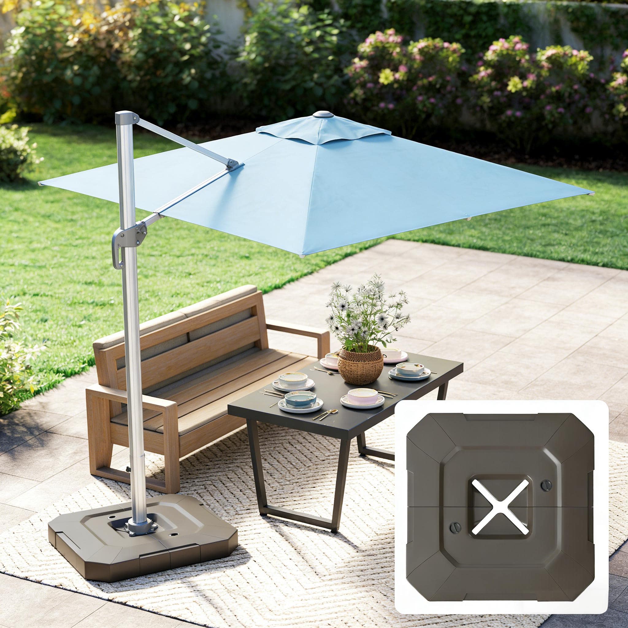 Anysun - Outdoor Weather-Resistant Cantilever Umbrella Base for cantilever Offset Umbrellas with Cross Base, Assembly Required - Brown