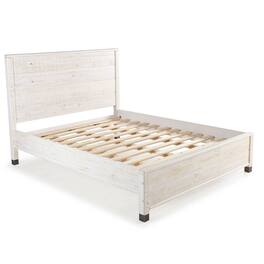 Hivvago - Queen Size Solid Wood Platform Bed Frame with Headboard - Rustic White
