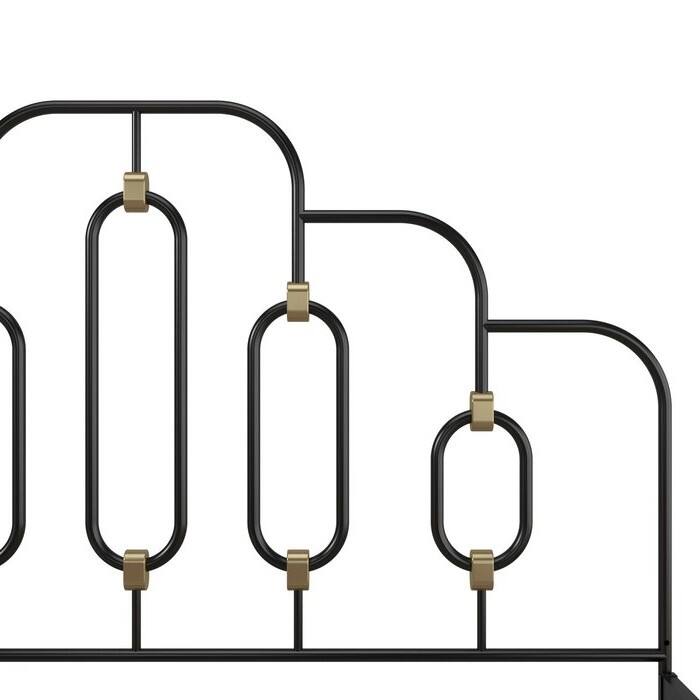 Alt View 1. Hivvago - Twin size Farmhouse Adjustable Height Platform Bed in Black Gold Metal Finish - Black.