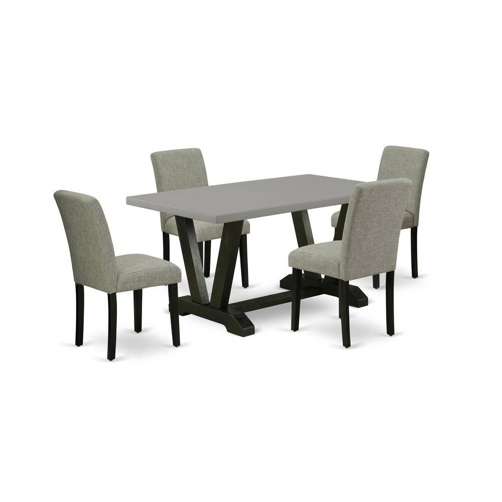 Left. East West Furniture - East West Furniture V696AB106-5 5-Pc Dinette Set - 4 Kitchen Chairs and 1 Modern Rectangular Wire Brushed Black Kitchen - Multi-Color.