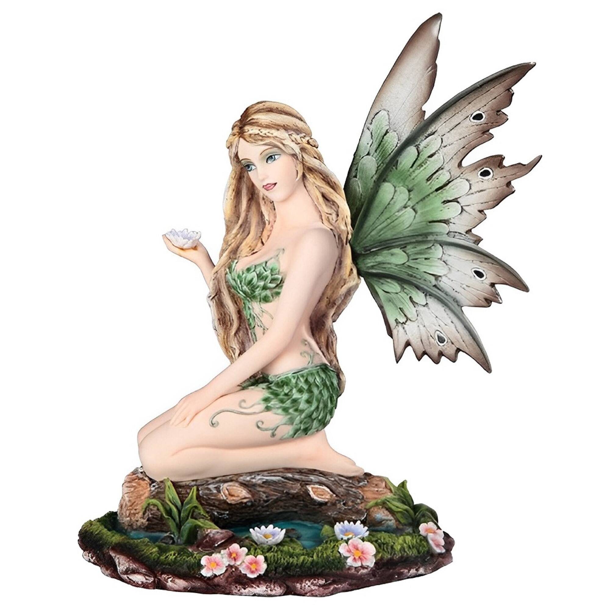 FC Design - 9"H Fairy Sitting on Pond Figurine Statue Office Desk Tabletop Home Decor Gift - Multi-Color