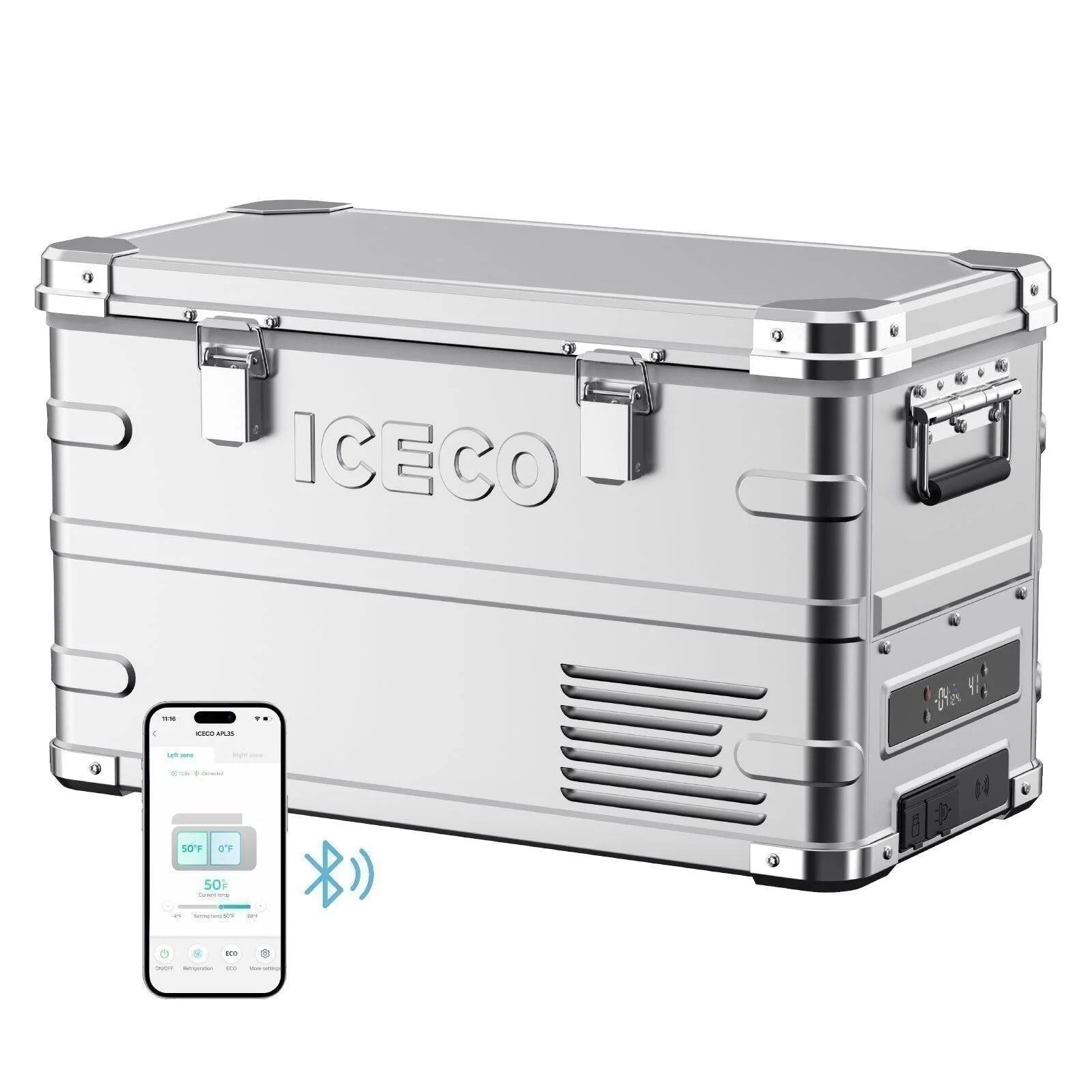 ICECO - APL35 Aluminum Dual Zone 37QT Portable Cooler - Silver