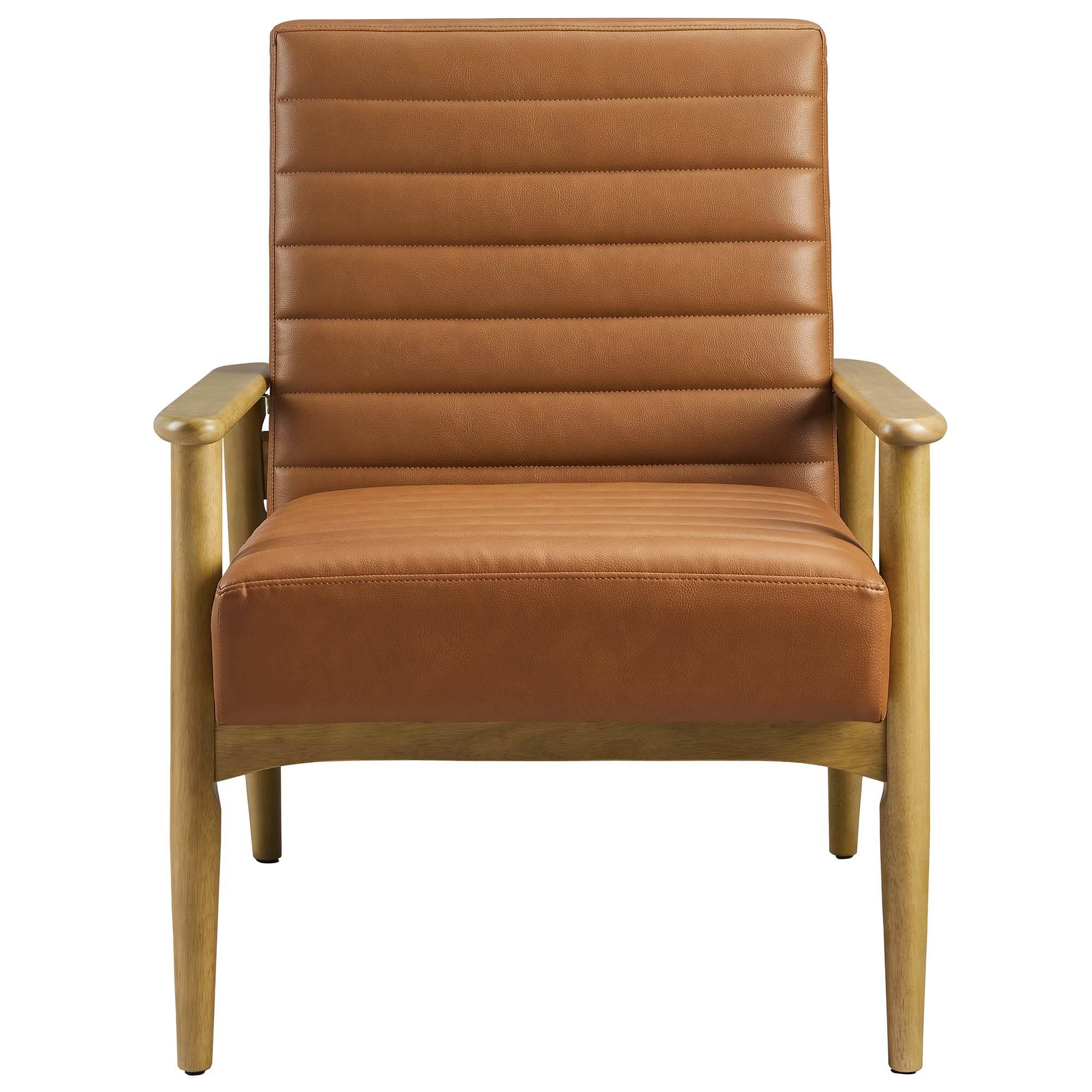 Alt View 4. Modway - Jensen Vegan Leather Accent Chair by Modway - French Oak Tan.