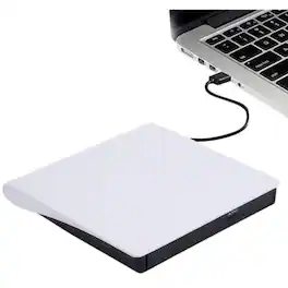 Stock Preferred - Ultra-Slim External USB 3.0 CD DVD Drive Burner Player for Laptop & PC - White