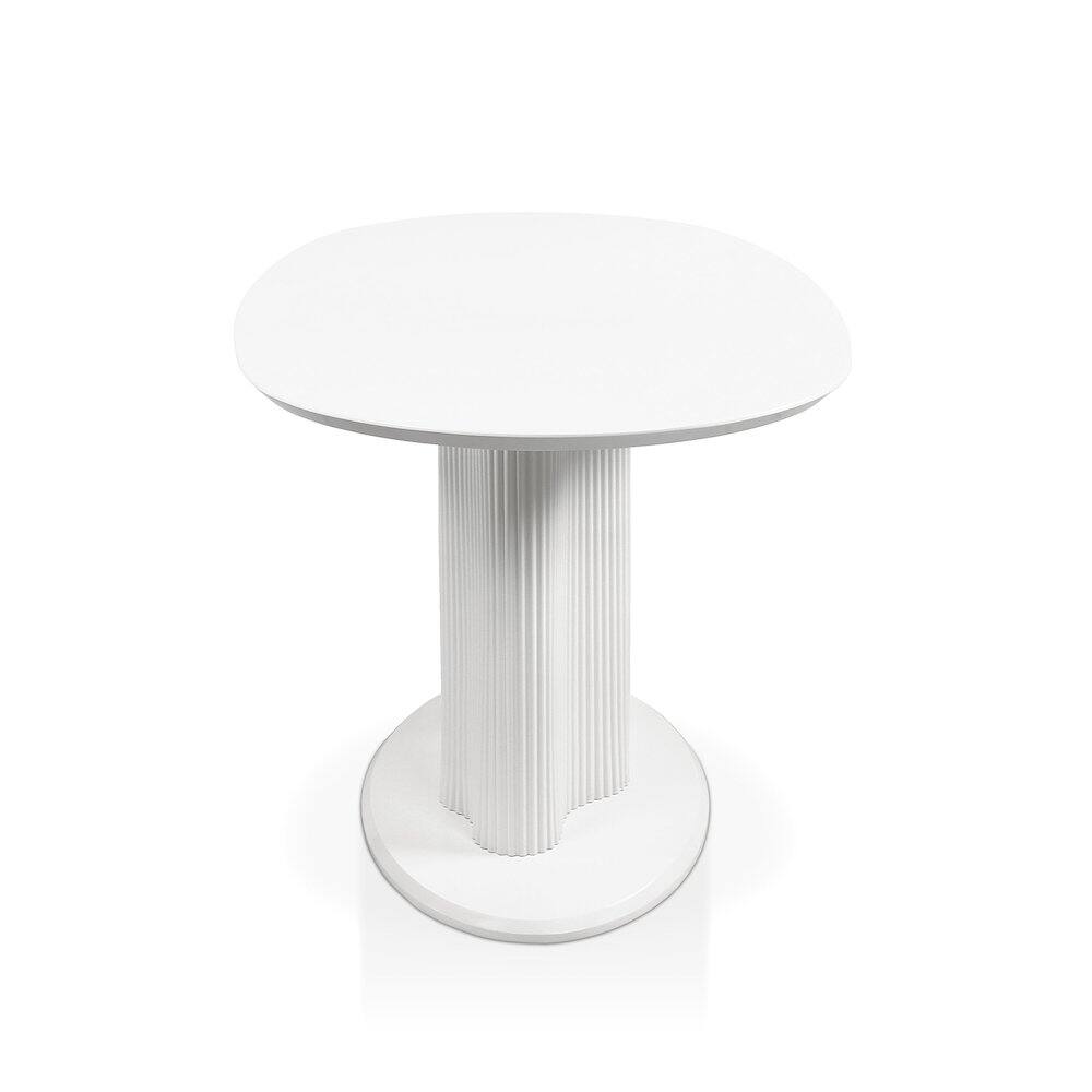 Alt View 2. Furniture of America - Elara Iron Base Pedestal Oval Dining Table - White.