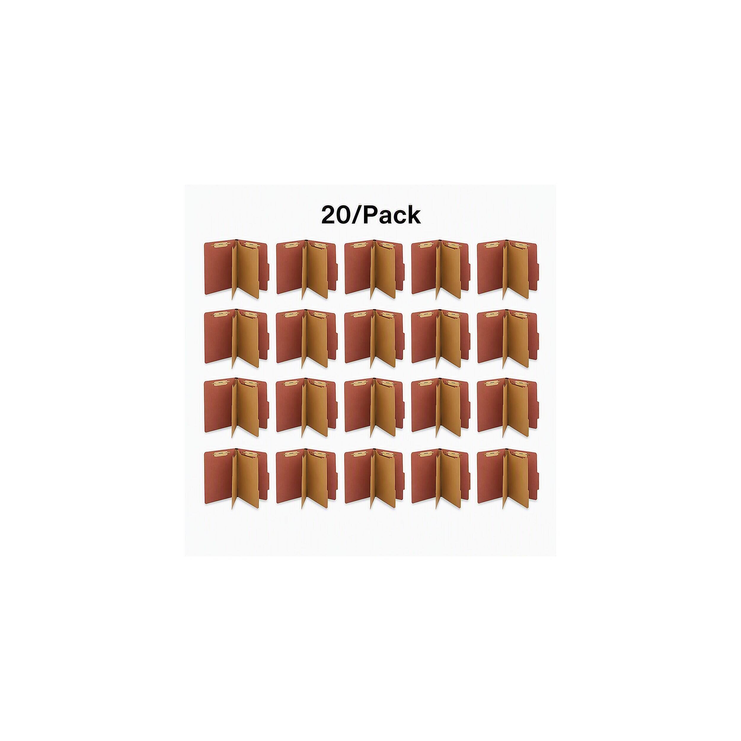 Alt View 10. Staples - Recycled Pressboard Classification Folder, 2-Dividers, 2 1/2" Expansion, Letter Size, 20/Box - Brick Red.