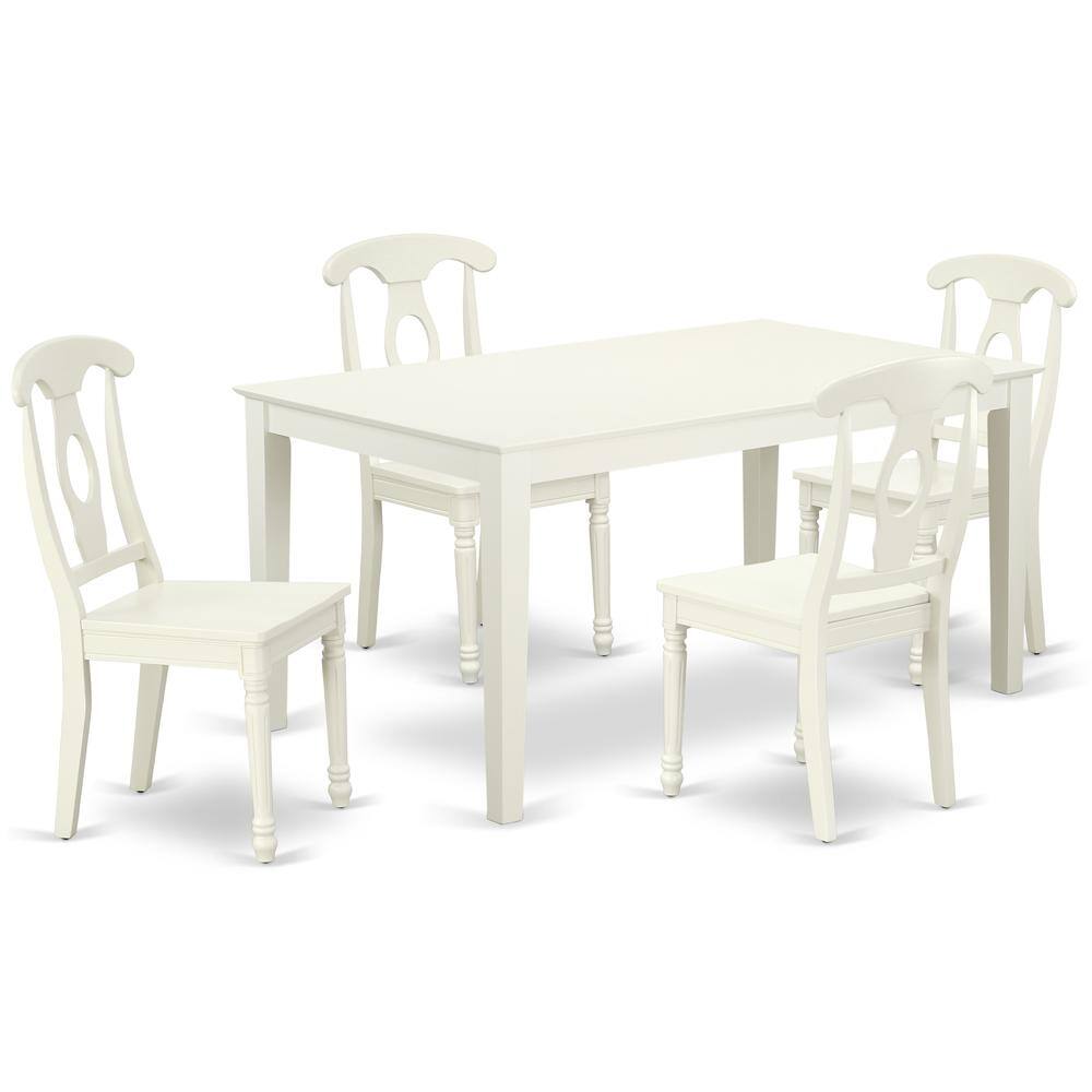Back. East West Furniture - Dining Room Set Linen White - Brown.