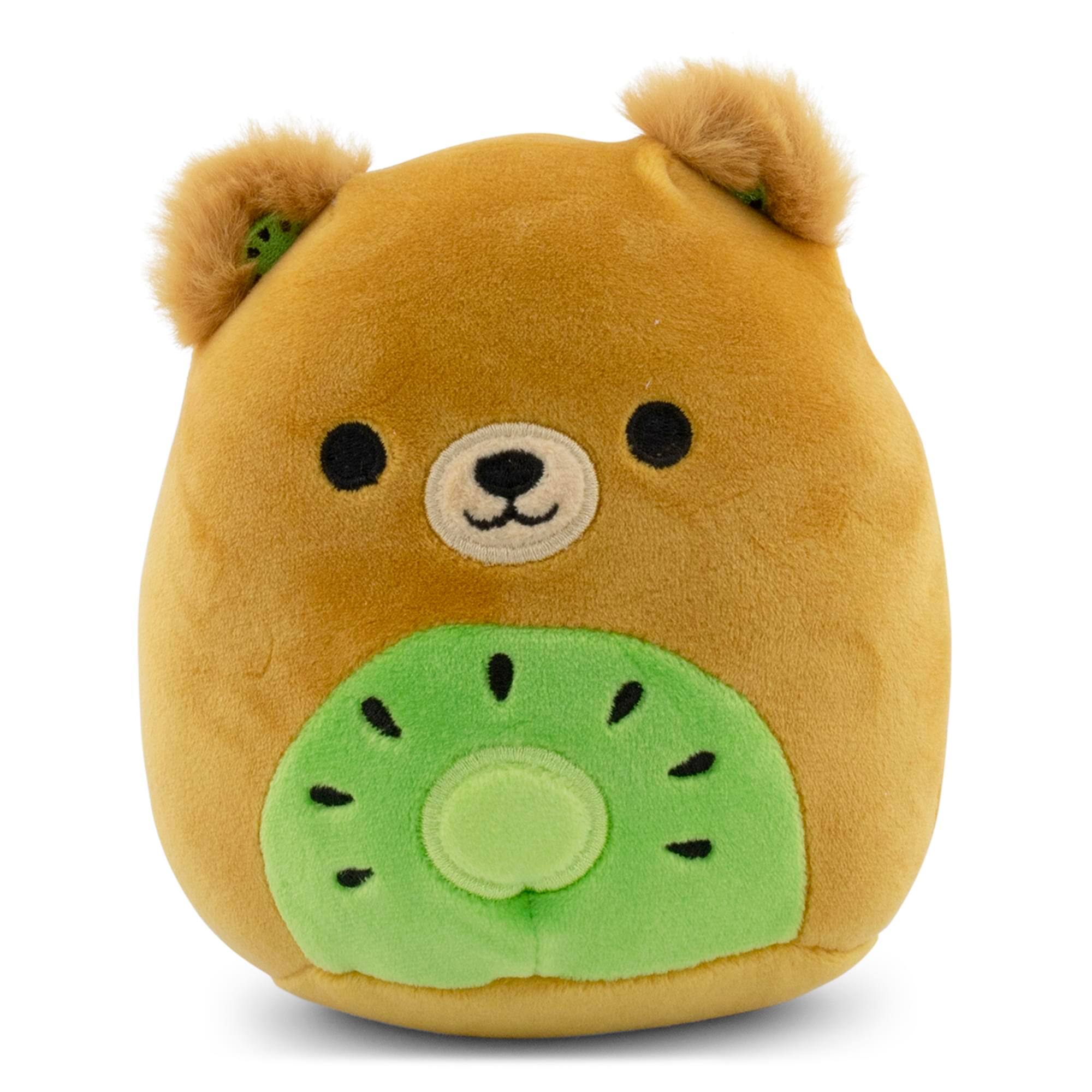 Front. Kellytoy - Squishmallows Fruit Hybrid Squad 5 Inch Plush | Mitchard The Kiwi Bear - Brown.