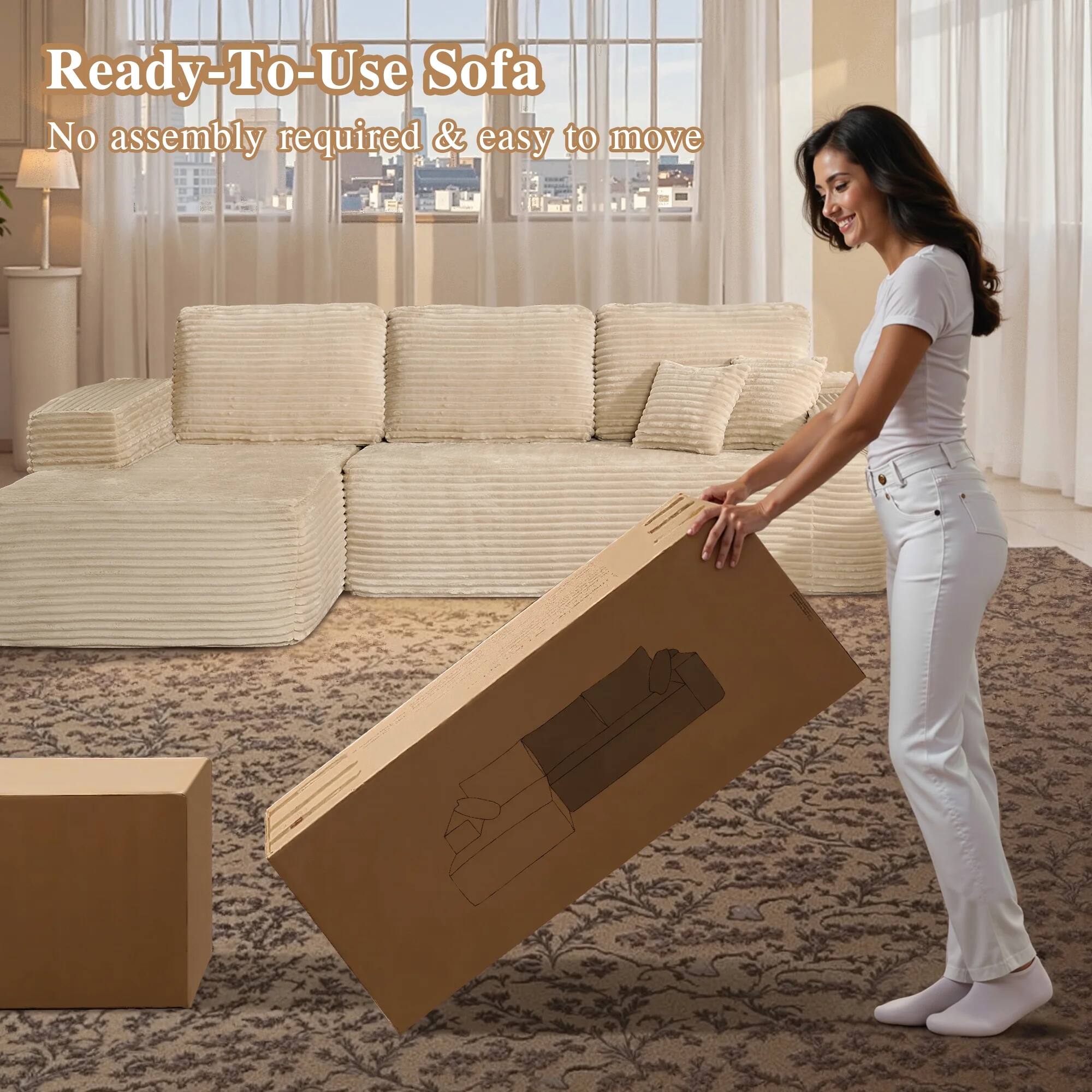 Ready-To-Use Sofa  
No assembly required & easy to move