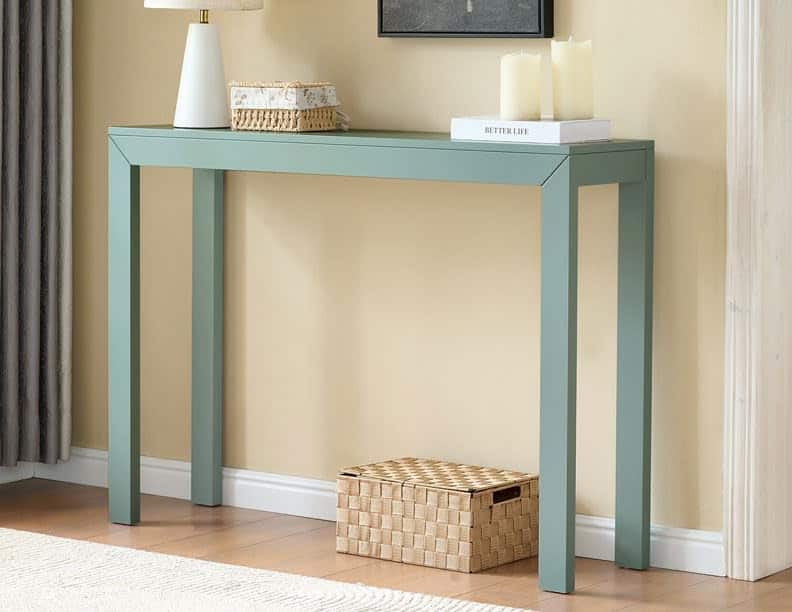 Kings Brand Furniture - Russel Long Console Table - Minimalist and Slim Entryway Table for Decorative Displays, Sofa Table - Ice blue