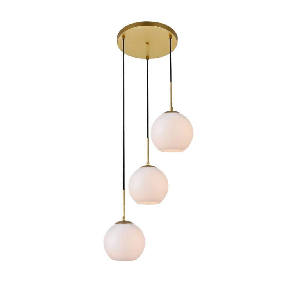 Living District - Baxter 3 Lights Brass Pendant With Frosted White Glass - Brass And Frosted White price history on PriceWatchPro