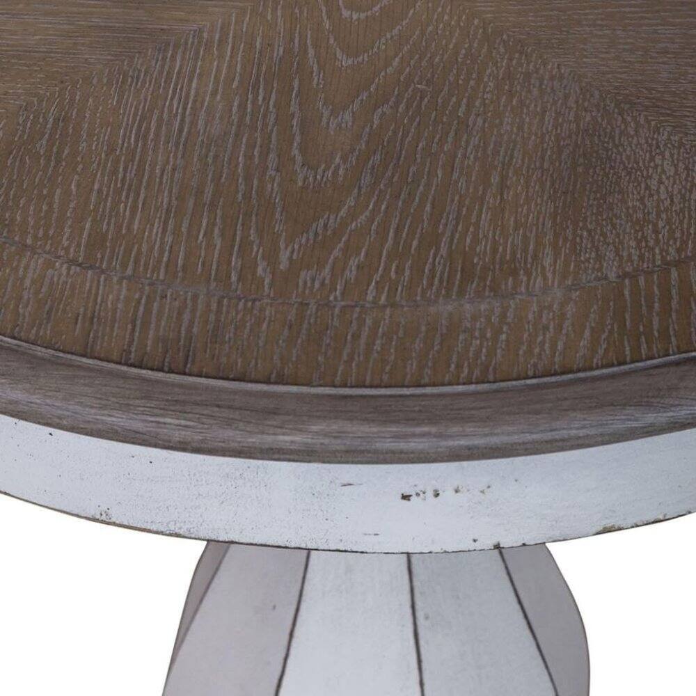 Alt View 4. Starlight Canyon Home - Antique White Accent Table with Round Top - White.
