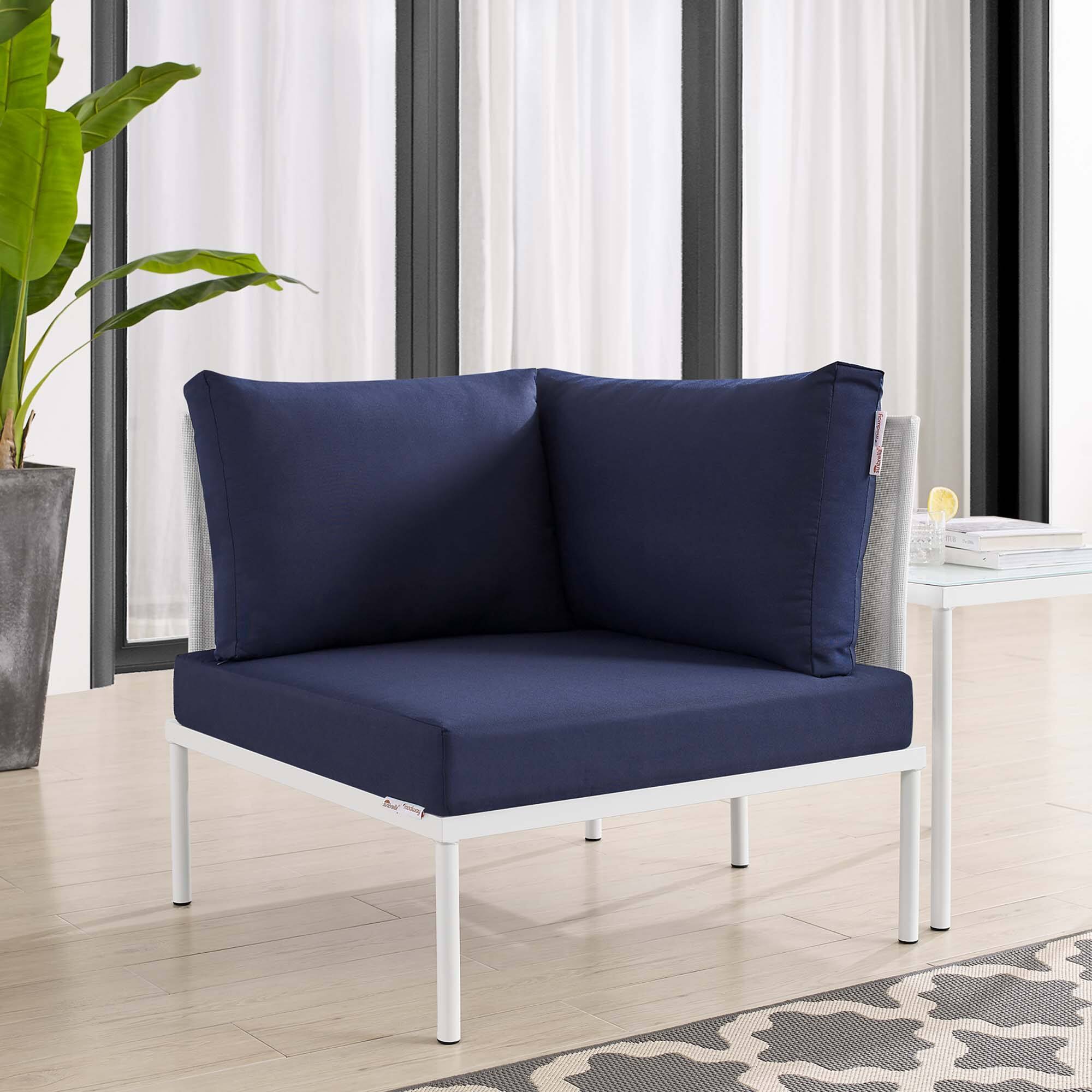 Front. Modway - Harmony Sunbrella® Outdoor Patio All Mesh Corner Chair by Modway - White Navy.