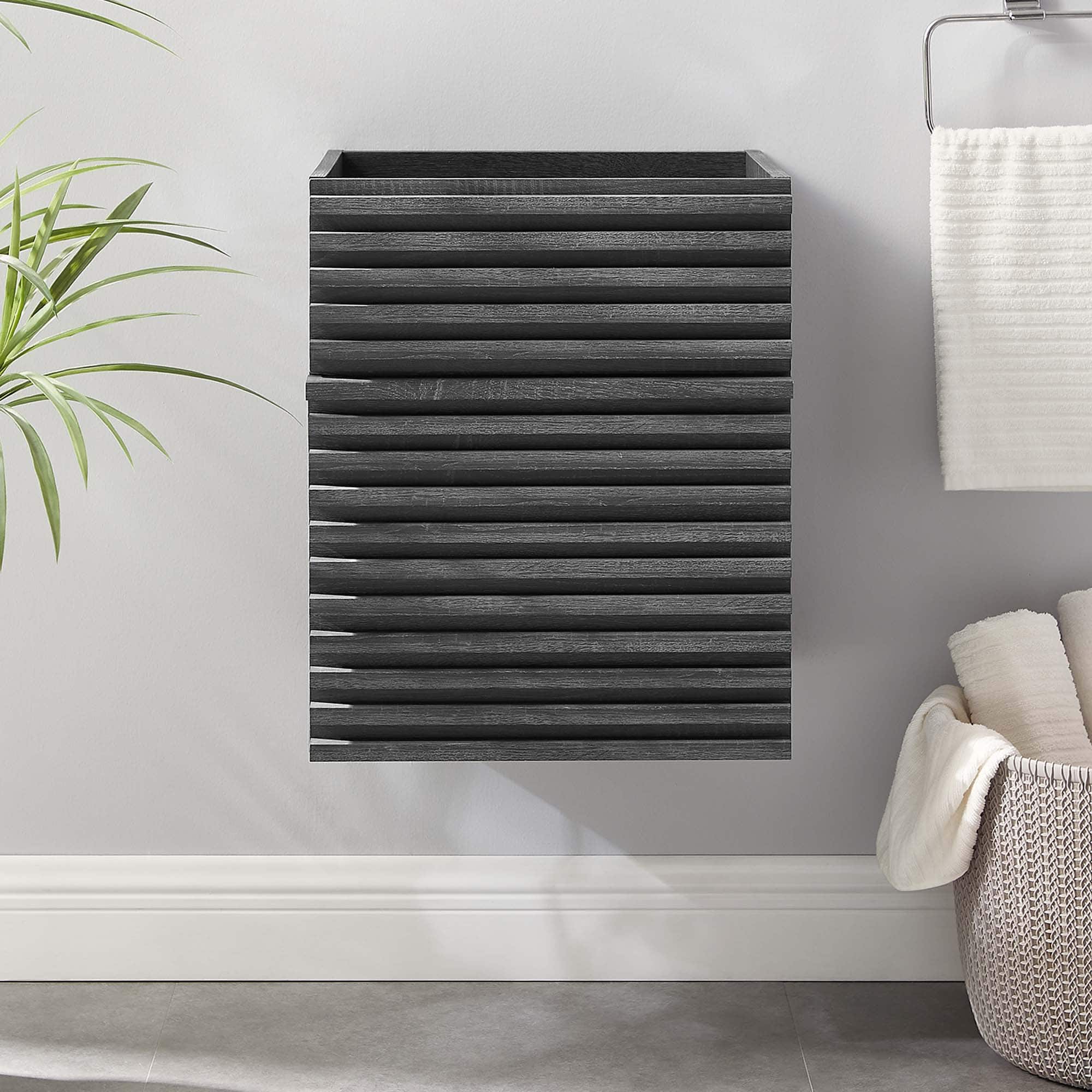 Modway - Render Wall-Mount Bathroom Cabinet Basin Not Included - Charcoal