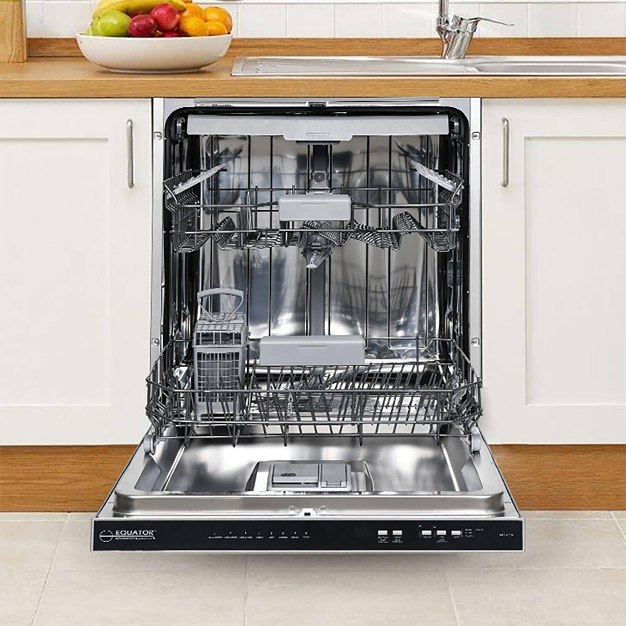 Back. Equator - Equator 24" Built-In Dishwasher Top Control 3rd Rack 15 place 3.4g Sanitize 51 dB Turbo Dry Energy Star 110V ADA - Silver.