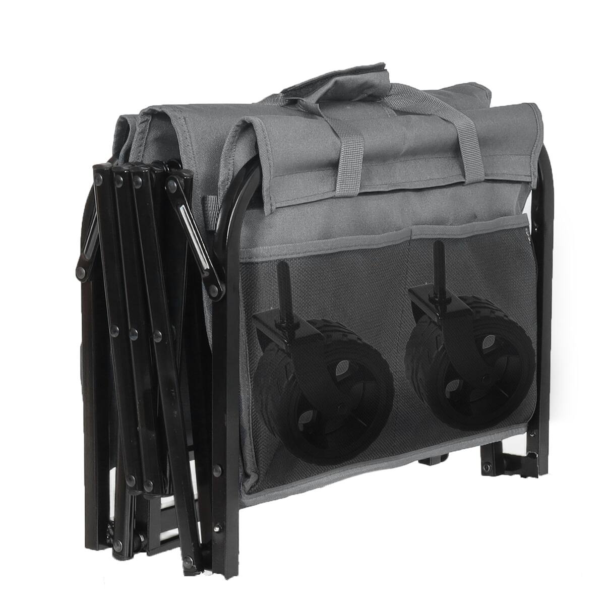 Alt View 6. Loheer - Loheer Expandable Dual Layer Utility Wagon Gray Foldable Garden Cart with 220 lb Capacity.