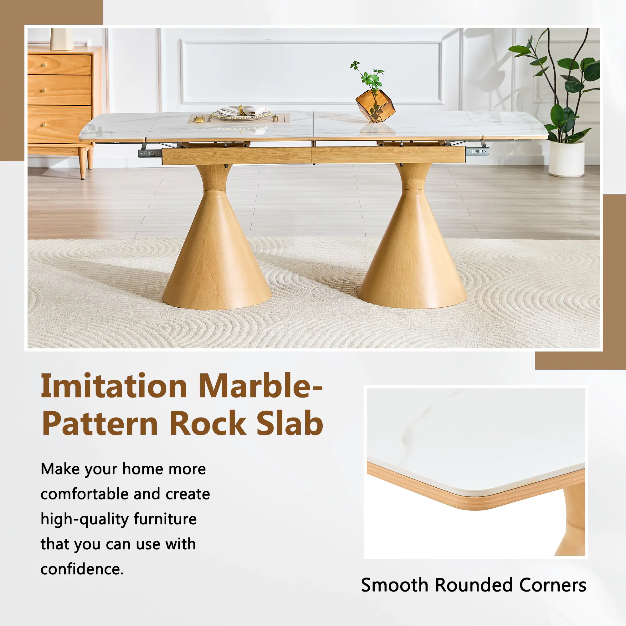 Imitation Marble Pattern Rock Slab

Make your home more comfortable and create high-quality furniture that you can use with confidence.

Smooth Rounded Corners